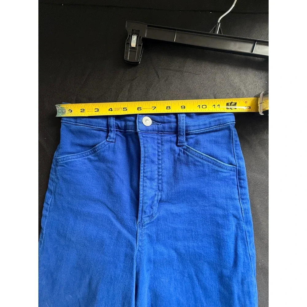 Favorite Daughter The Mischa Wide Leg Jeans Electric Blue Raw Hem 24
